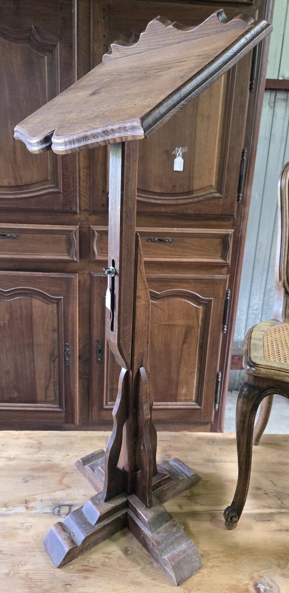 19th Century Lectern Or Music Stand In Solid Oak-photo-4