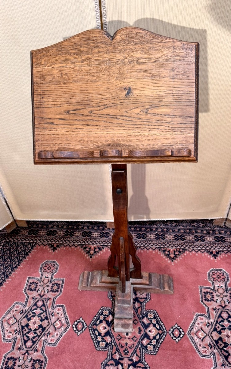 19th Century Lectern Or Music Stand In Solid Oak-photo-2