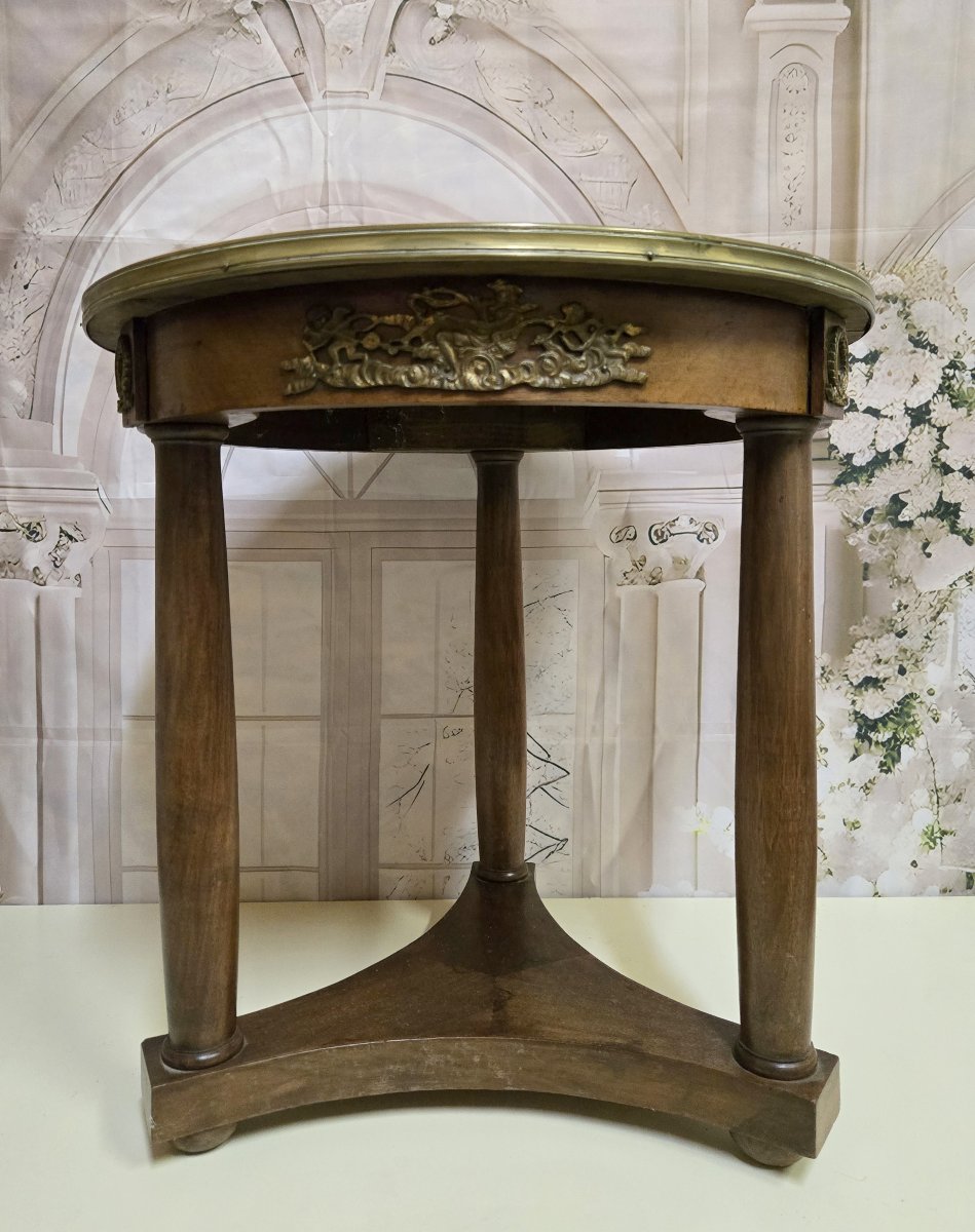 Guéridon style Empire en acajou et bronzes dorés époque fin XIXeme-photo-1