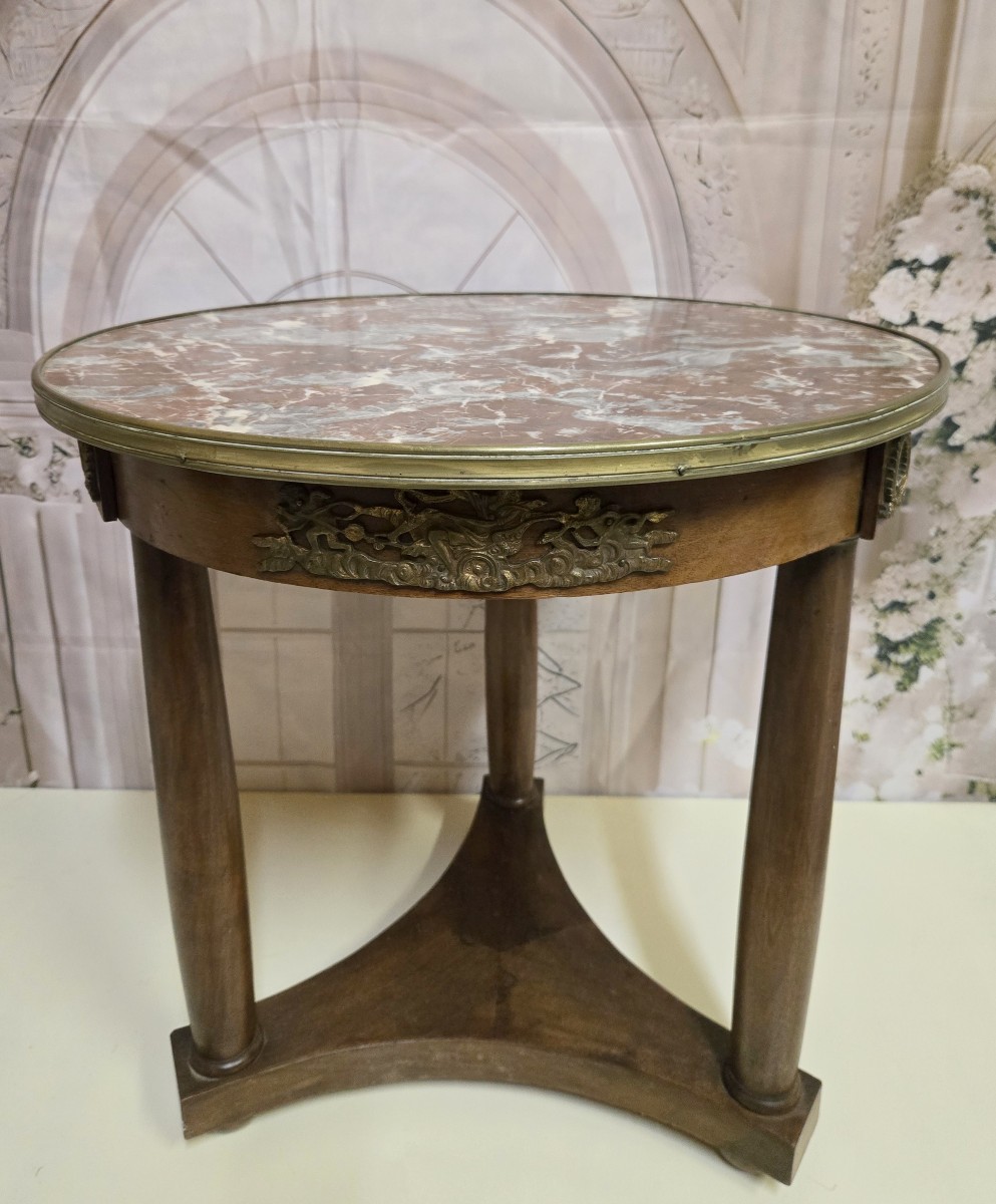Guéridon style Empire en acajou et bronzes dorés époque fin XIXeme