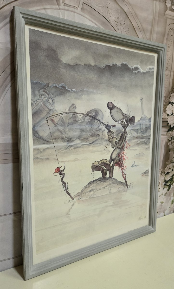 Affiche d'Art de Ptiluc : Face de rats - Dure pêche / signée et datée-photo-8
