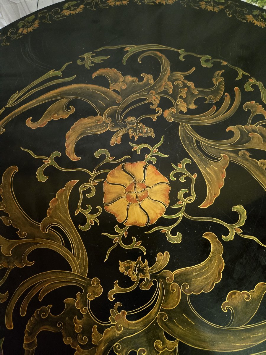 Asia 20th Century: Lacquered Side Table-photo-5