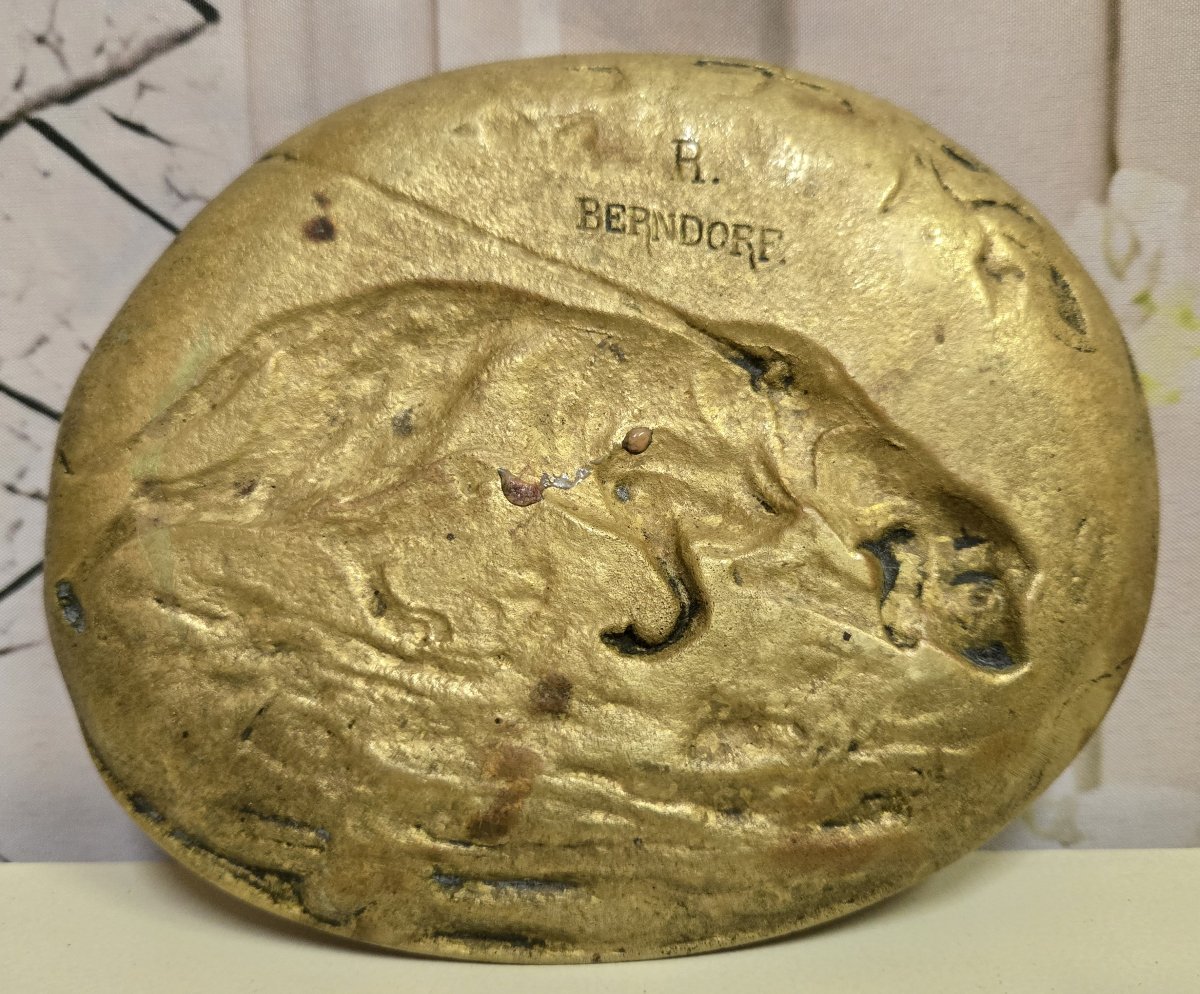 Berndorf : vide poche ou cendrier en bronze doré-photo-5