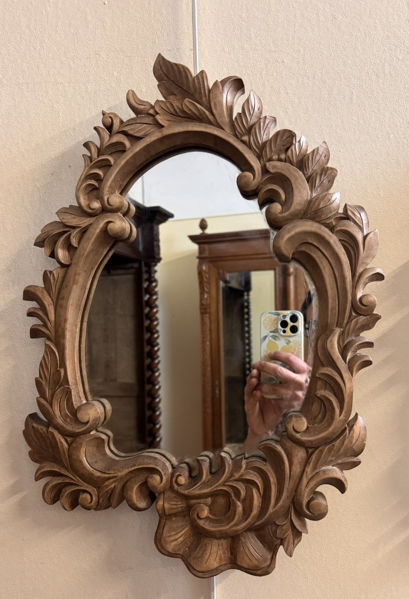 Paires de miroirs Baroque Style Louis XV en bois sculpté-photo-1
