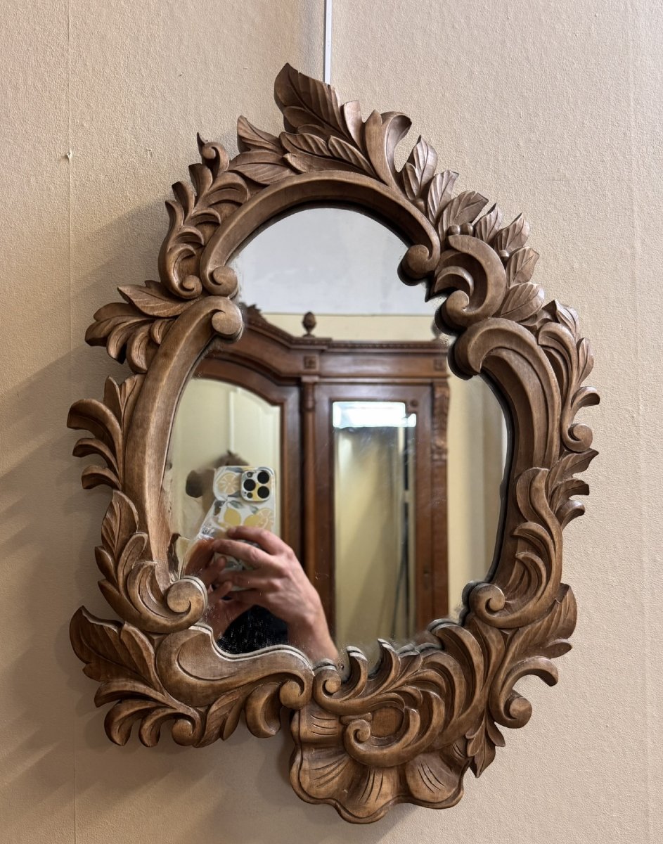 Paires de miroirs Baroque Style Louis XV en bois sculpté-photo-2