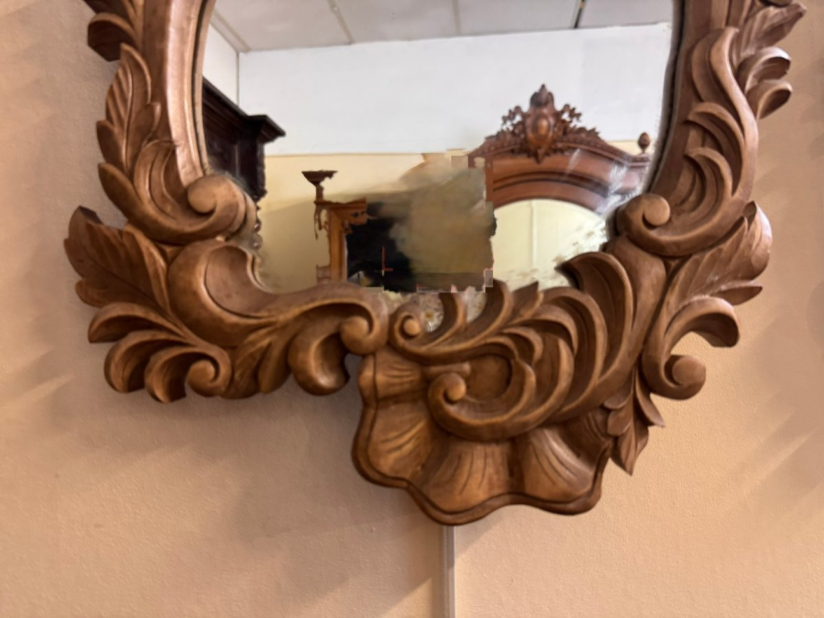 Paires de miroirs Baroque Style Louis XV en bois sculpté-photo-3