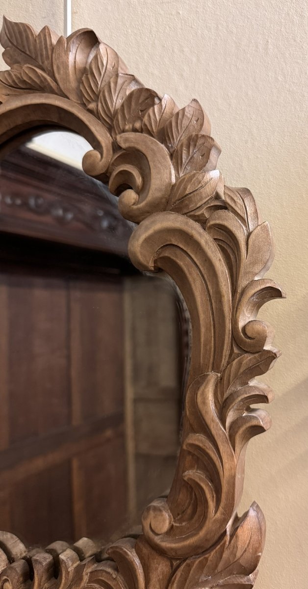 Paires de miroirs Baroque Style Louis XV en bois sculpté-photo-4