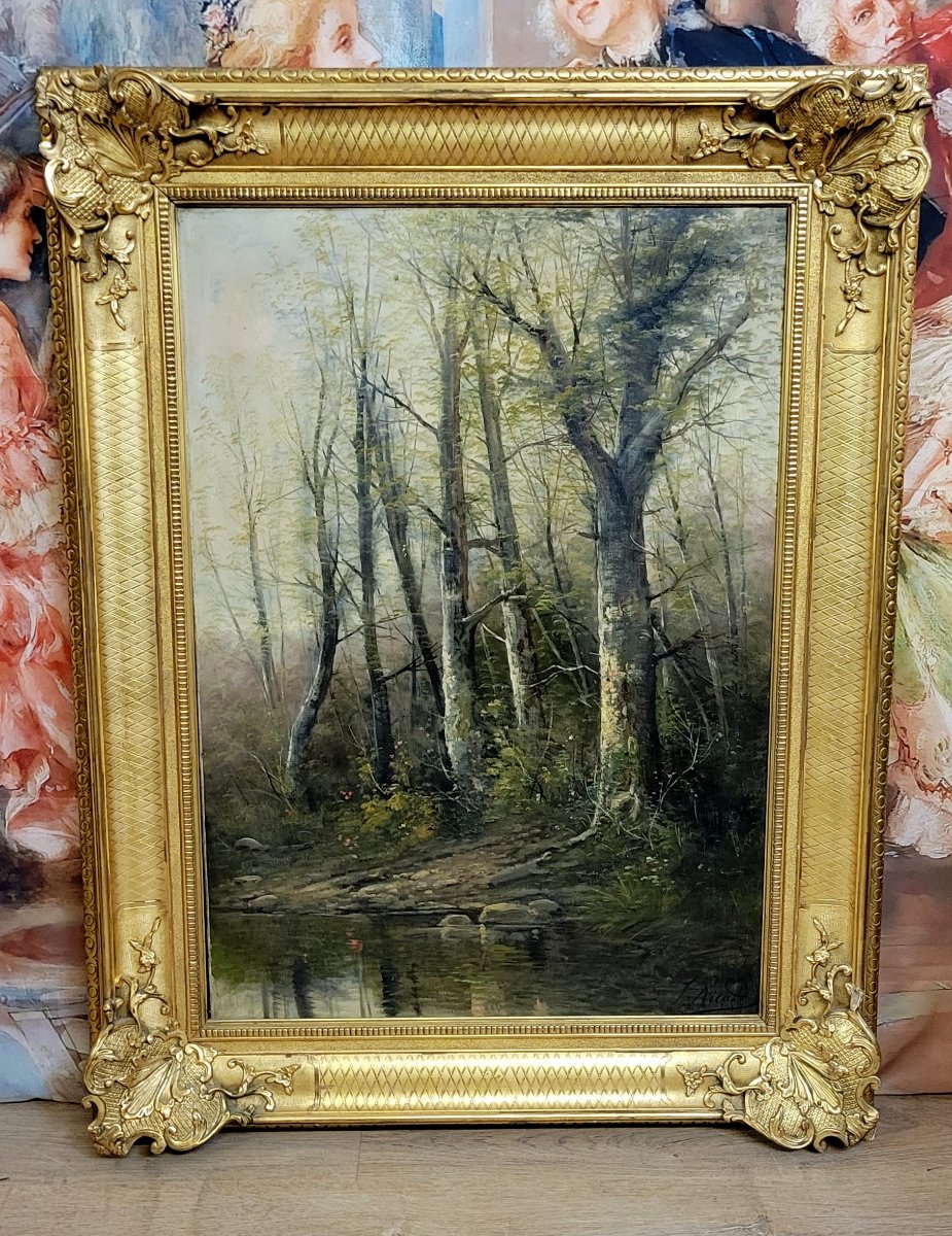 Louis Gustave Ricard (1823-1873): “river In The Undergrowth” Oil On Canvas-photo-1