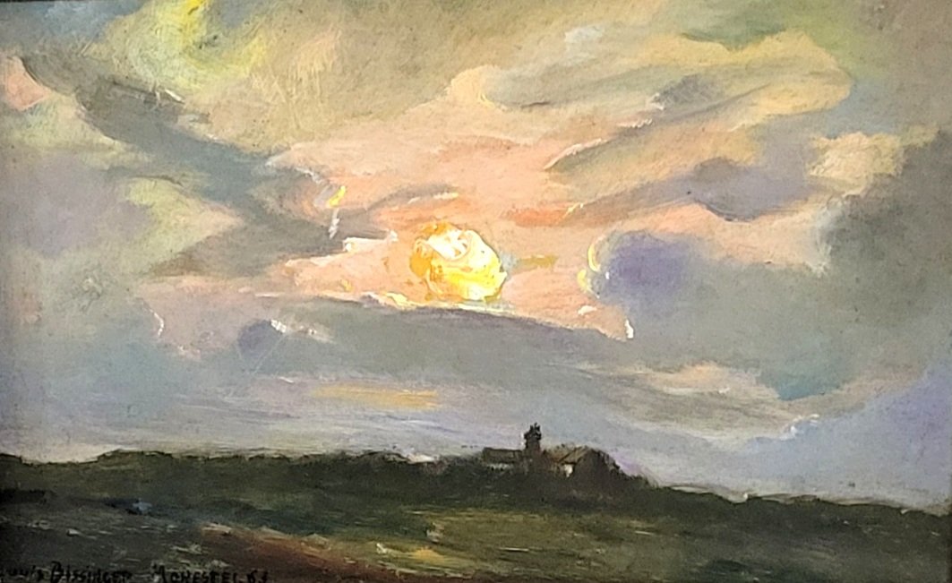 Louis Bissinger: Oil On Panel View Of Monestel Dated 1963-photo-1