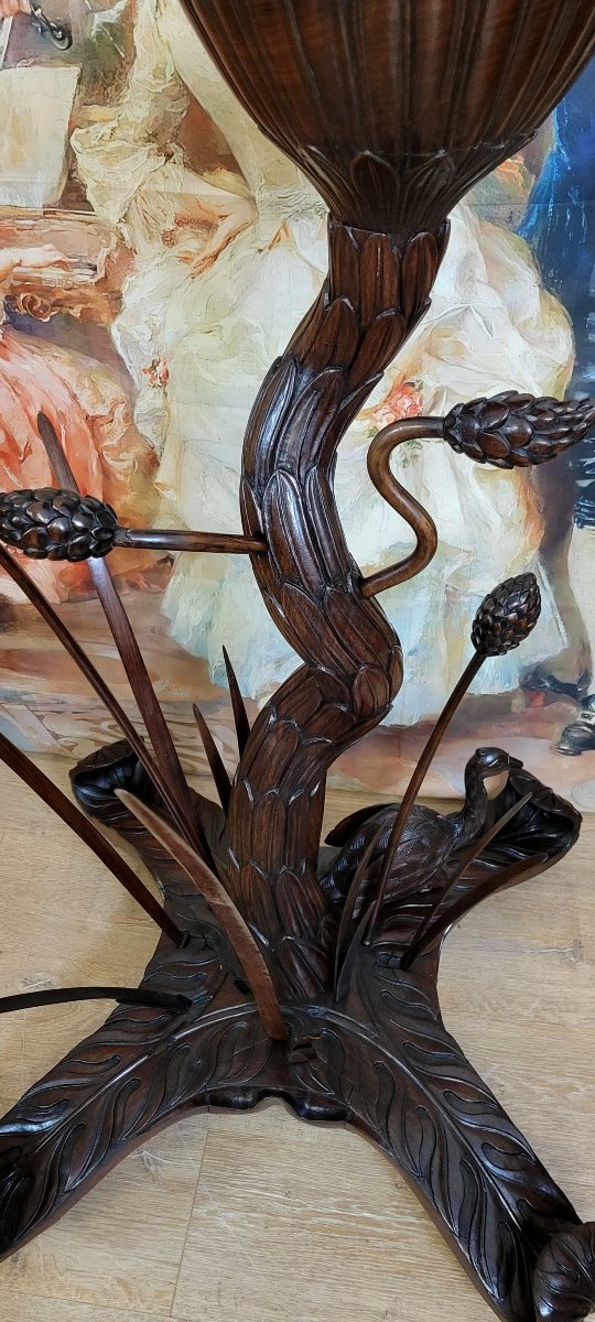 Asie 1900 : très rare jardiniére en bois sculpté-photo-3