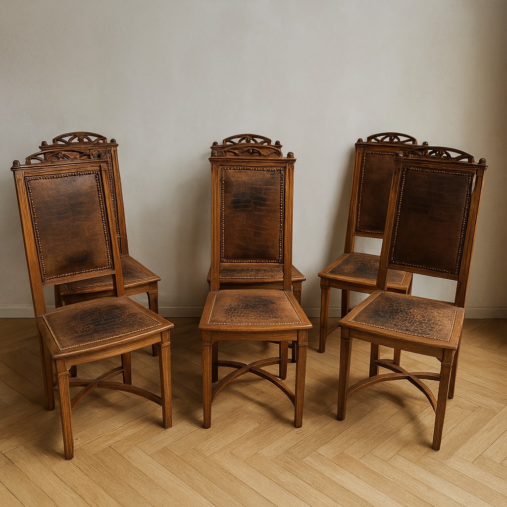 Set Of 6 Art Nouveau Chairs From The Nancy School Attributed To Gauthier Poinsignon