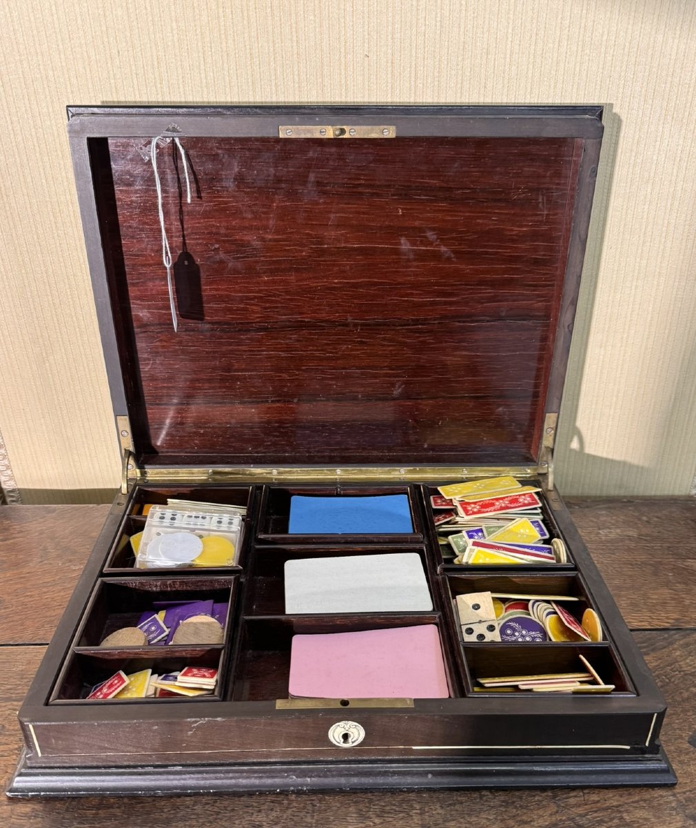 Coffret en ébène et acajou avec incrustations de matiére noble époque Napoléon III-photo-4