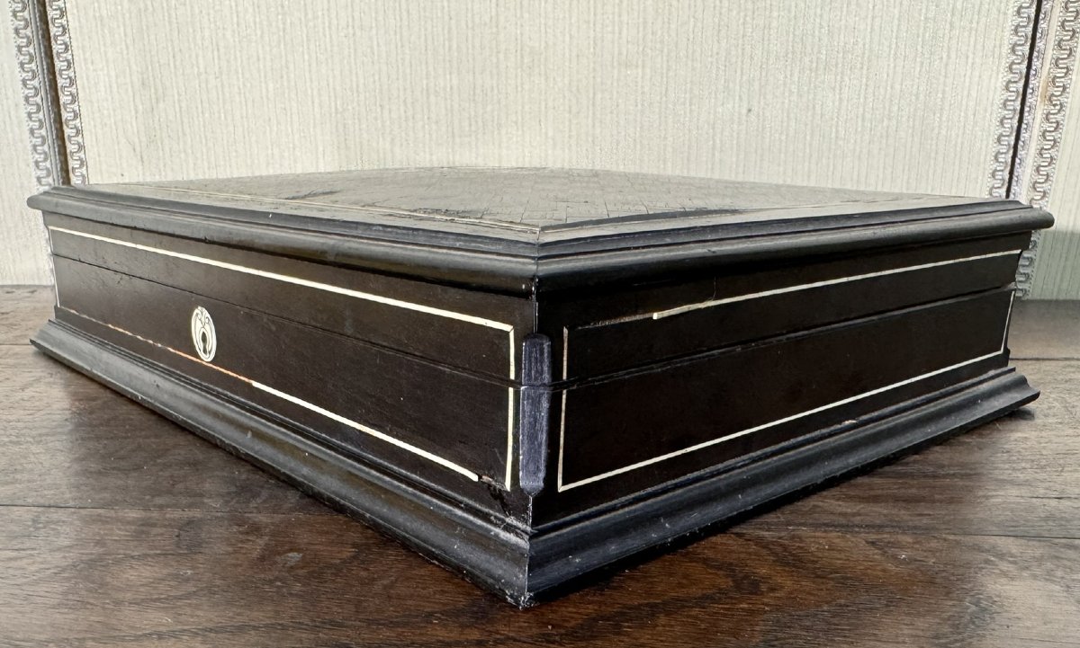 Coffret en ébène et acajou avec incrustations de matiére noble époque Napoléon III-photo-7