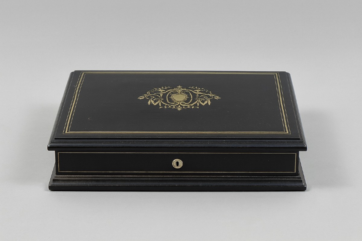 Ebony And Mahogany Box With Noble Material Inlays, Napoleon III Period
