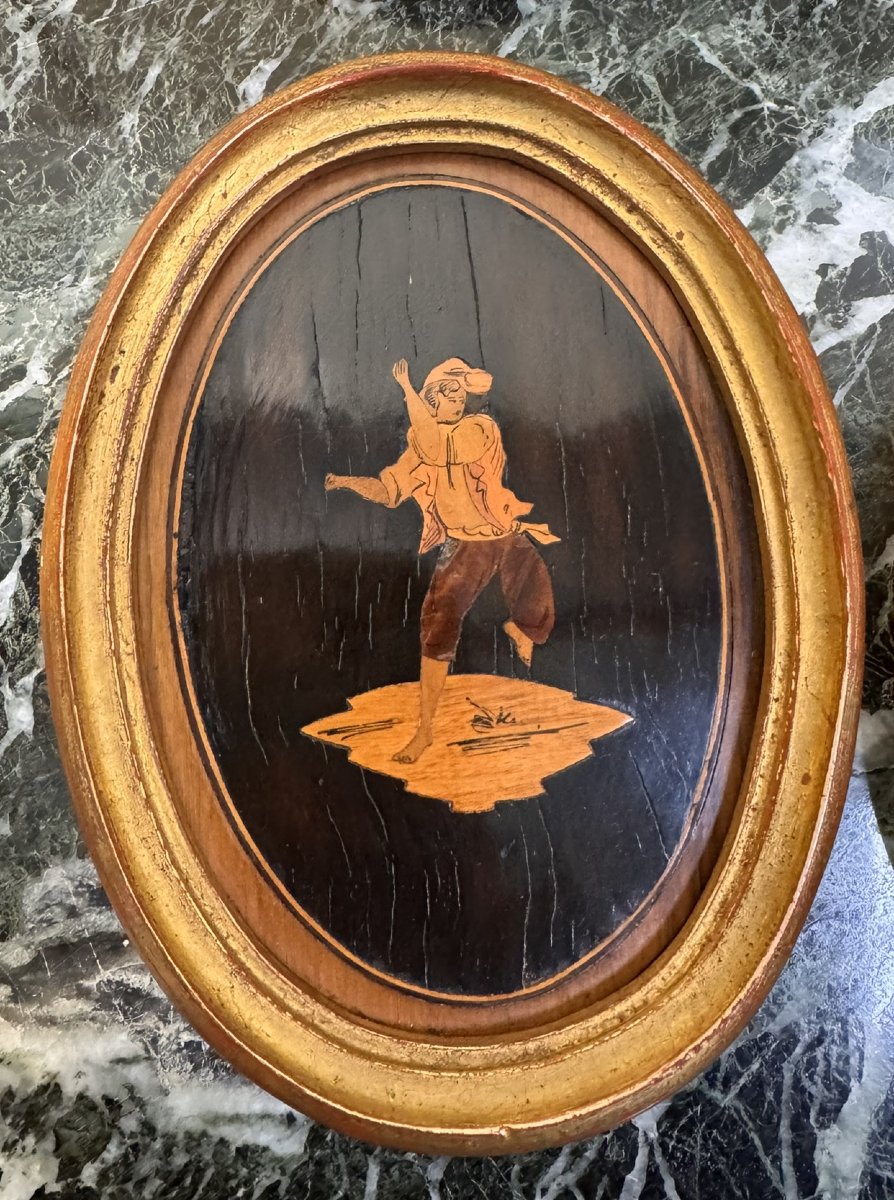 Four Oval Medallions In Sorrinte Marquetry, Italy, 19th Century-photo-5