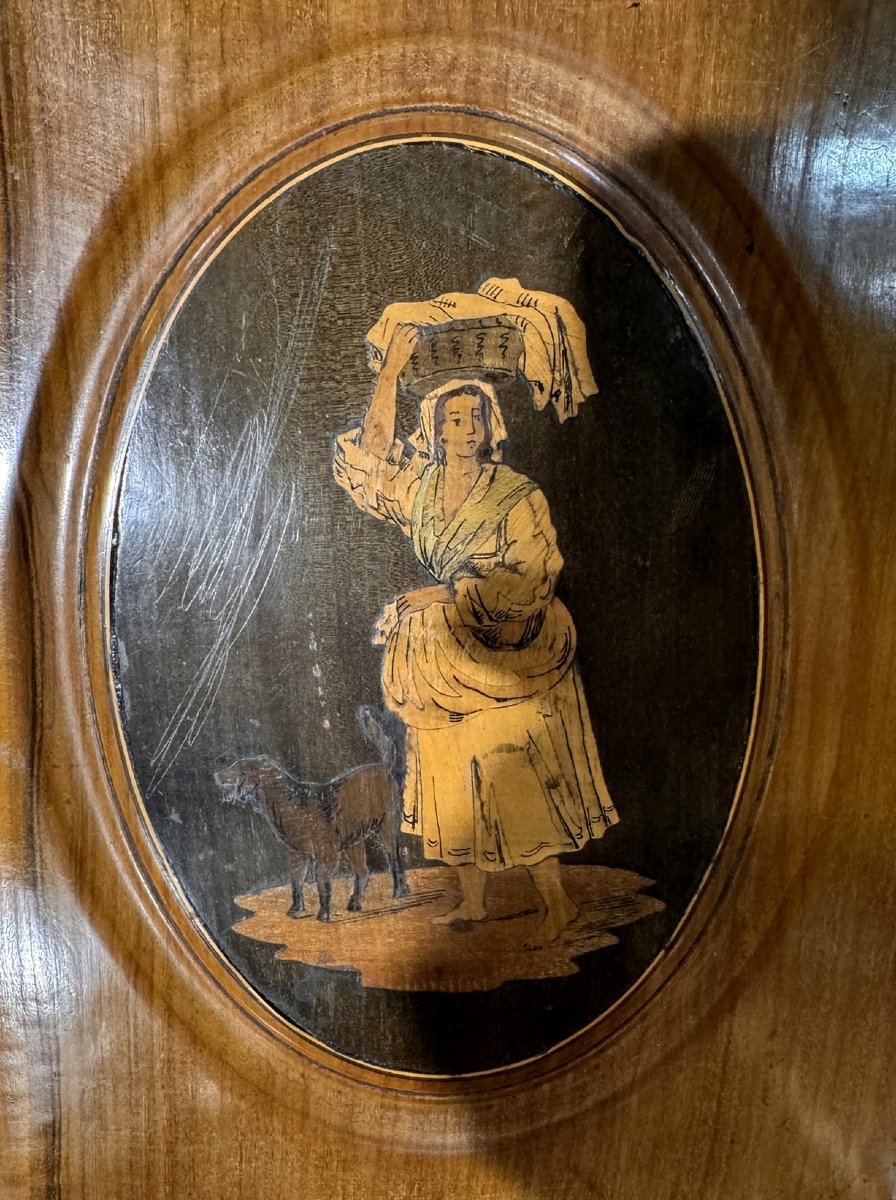 Pair Of Oval Medallions In Sorrinte Marquetry, Italy, 19th Century-photo-2