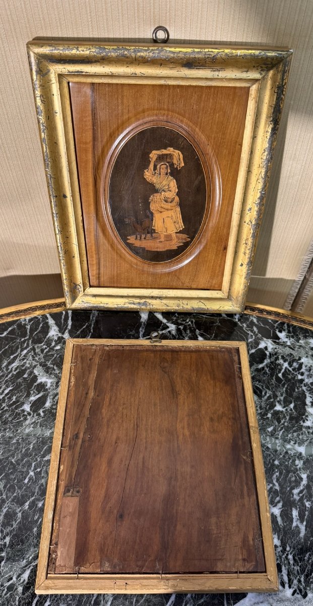 Pair Of Oval Medallions In Sorrinte Marquetry, Italy, 19th Century-photo-5
