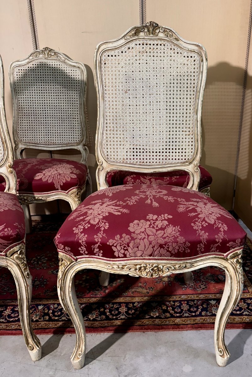 Set Of Four Louis XV Chairs In Lacquered Wood-photo-1