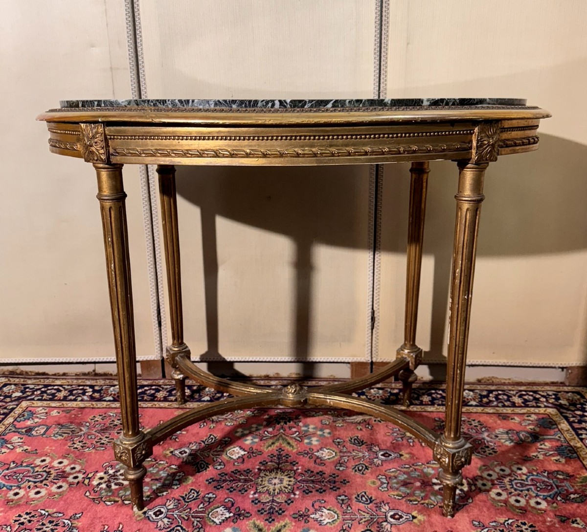 Louis XVI Style Pedestal Table In Gilded Wood