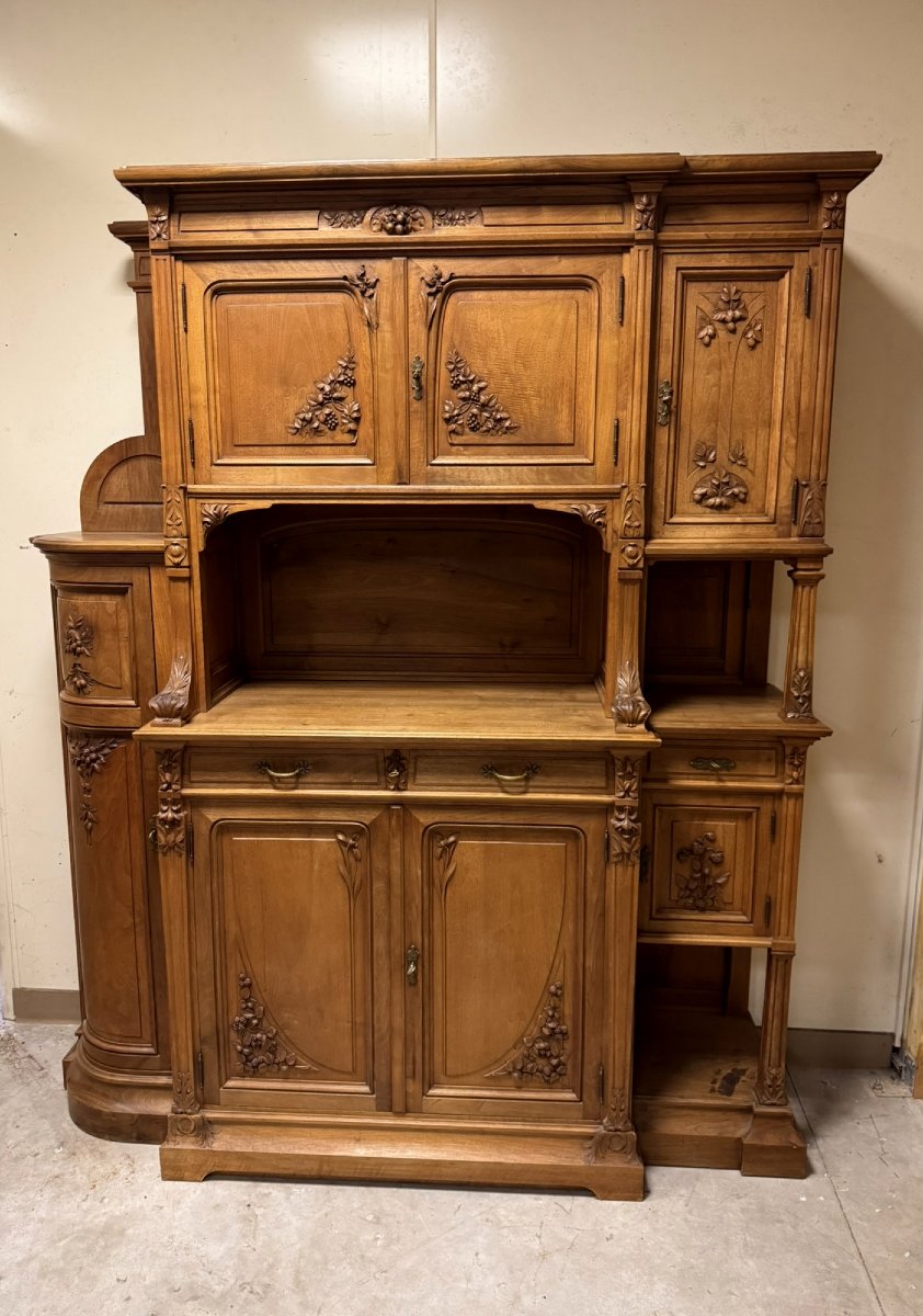 D'aprés Gauthier Poinsignon Buffet époque Art Nouveau Ecole de Nancy en noyer-photo-1