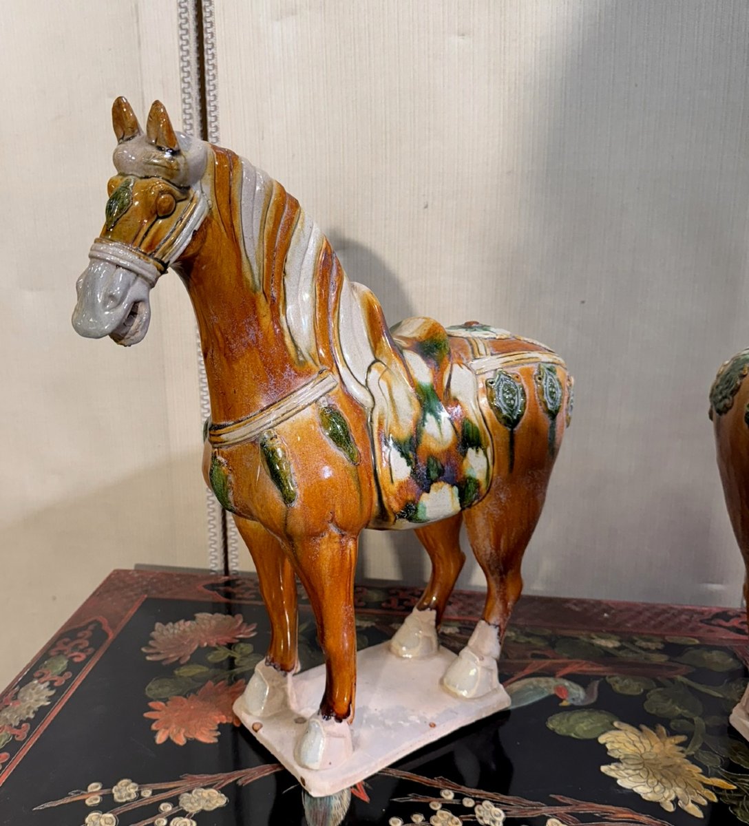 China, Tang Style: Two Horses In Polychrome Glazed Ceramic-photo-4