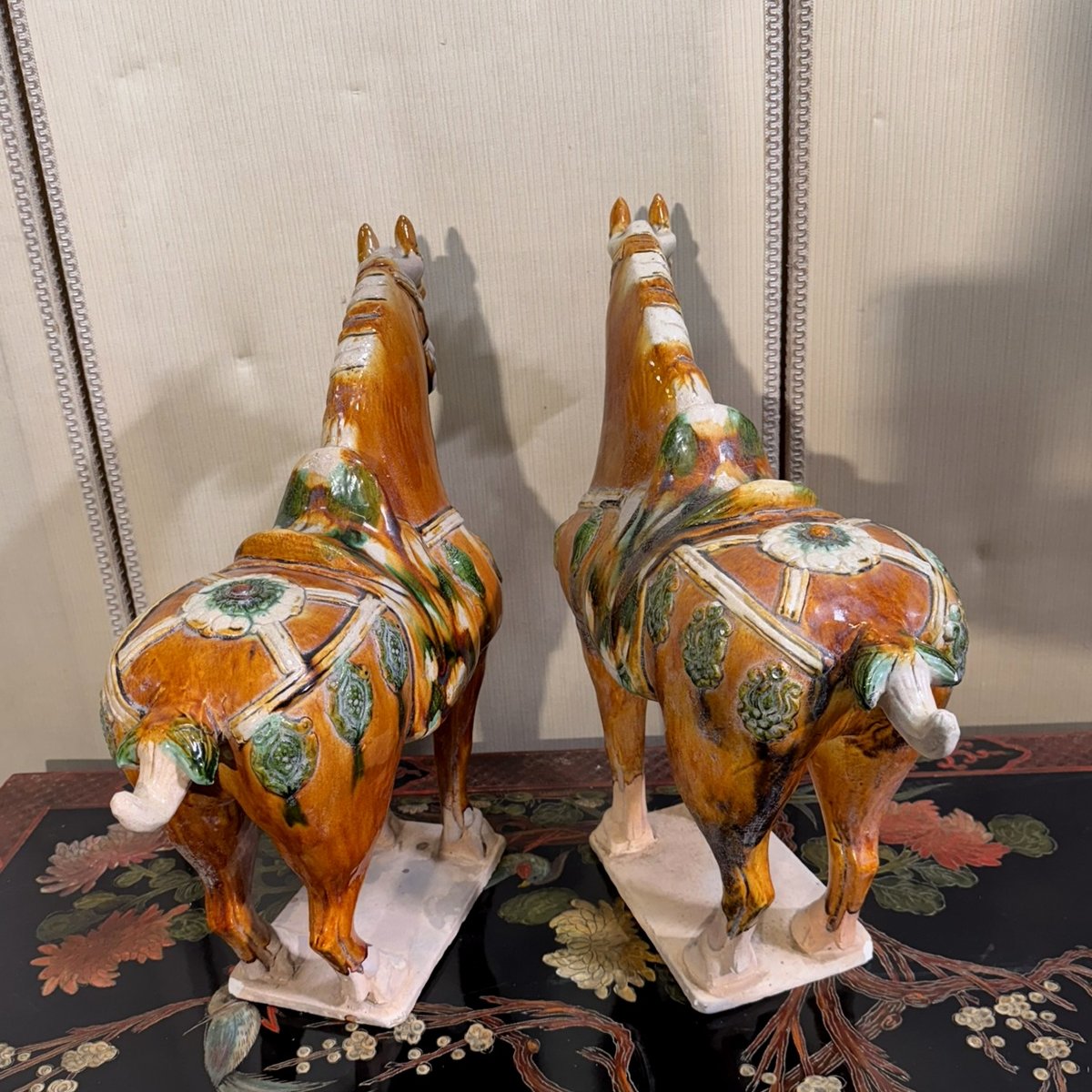China, Tang Style: Two Horses In Polychrome Glazed Ceramic-photo-6