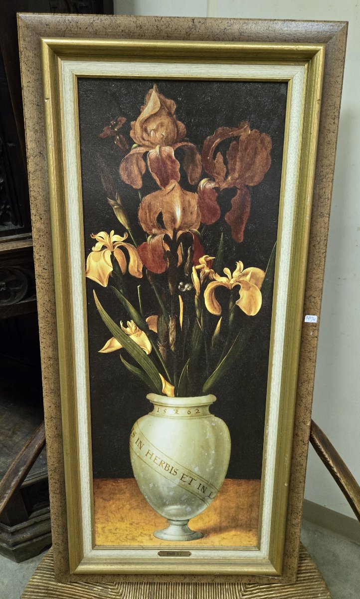 Large Oil On Canvas: Still Life With Flowers-photo-1