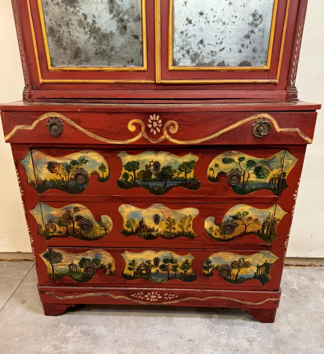 Venetian Louis XV Style Library Cabinet In Lacquered Wood-photo-1