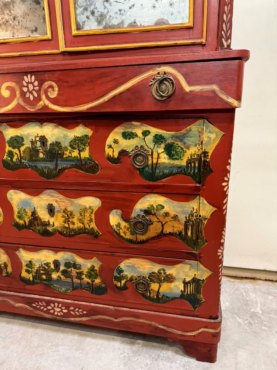 Venetian Louis XV Style Library Cabinet In Lacquered Wood-photo-2