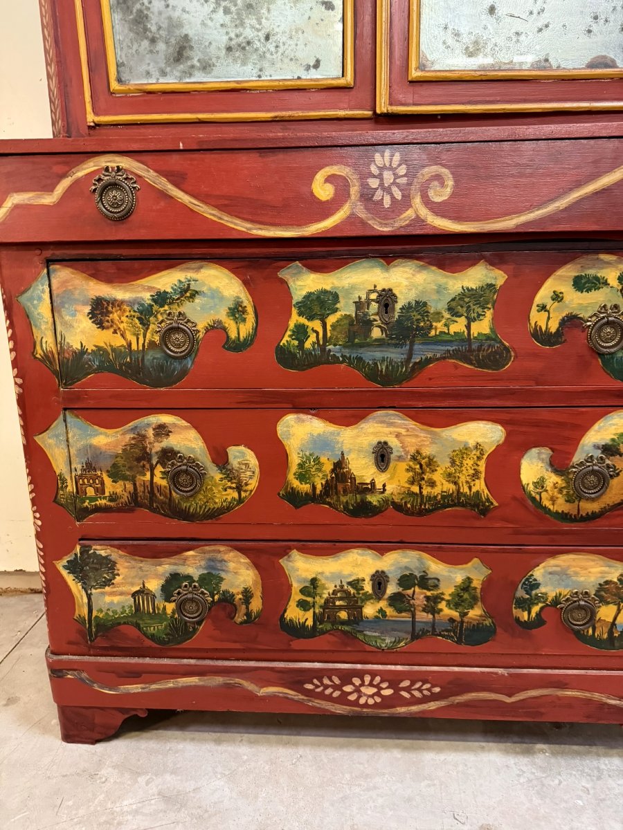 Venetian Louis XV Style Library Cabinet In Lacquered Wood-photo-3