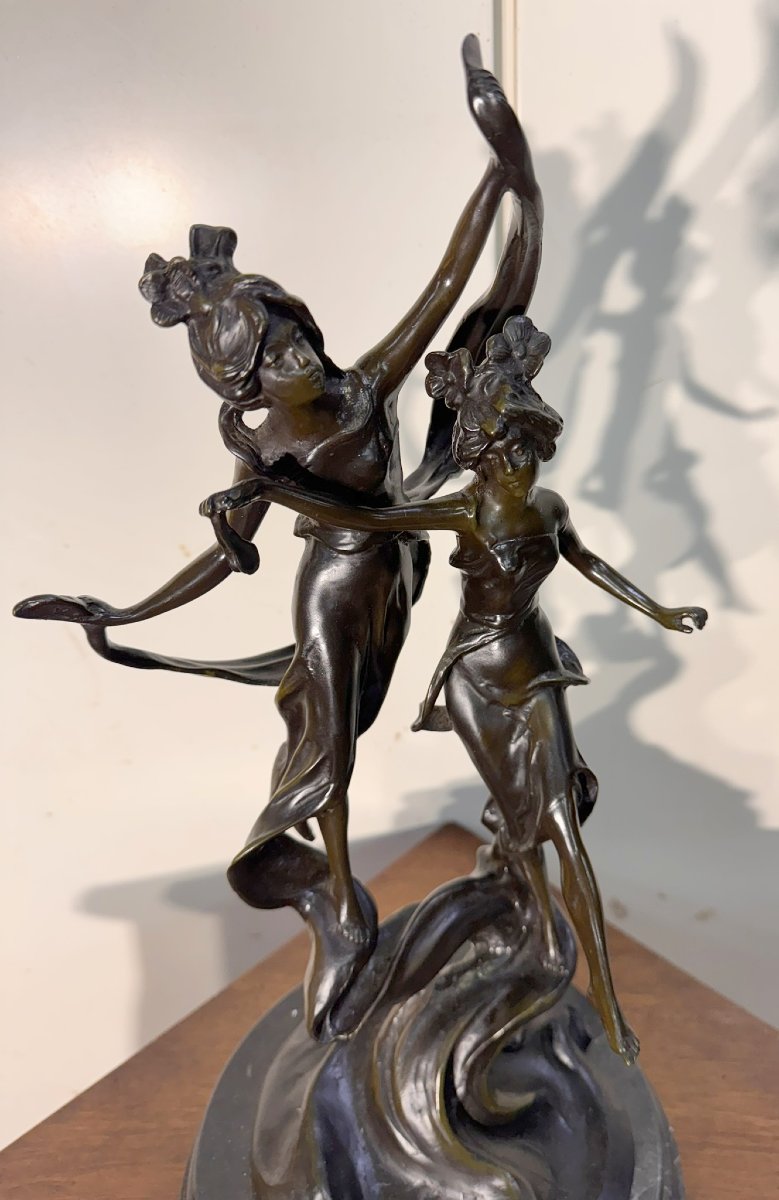 After Auguste Moreau: Bronze Sculpture "the Dance Of The Nymphs"-photo-2