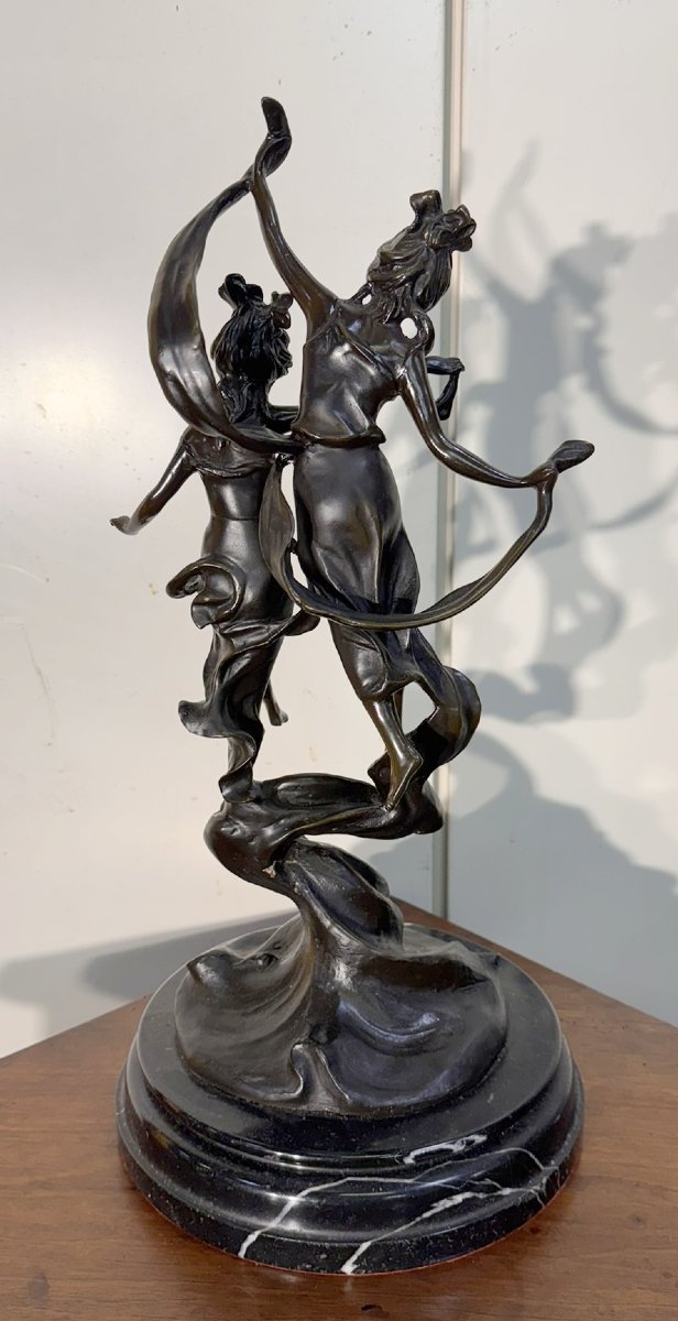 After Auguste Moreau: Bronze Sculpture "the Dance Of The Nymphs"-photo-5