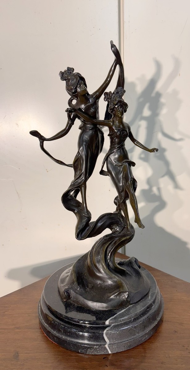 After Auguste Moreau: Bronze Sculpture "the Dance Of The Nymphs"