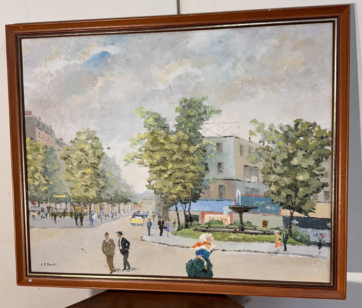 Jc Perot: Large Oil On Canvas "place Pigalle"-photo-2