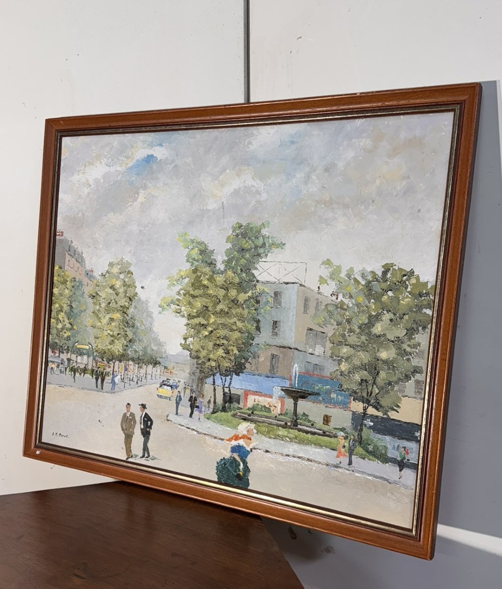 Jc Perot: Large Oil On Canvas "place Pigalle"-photo-4