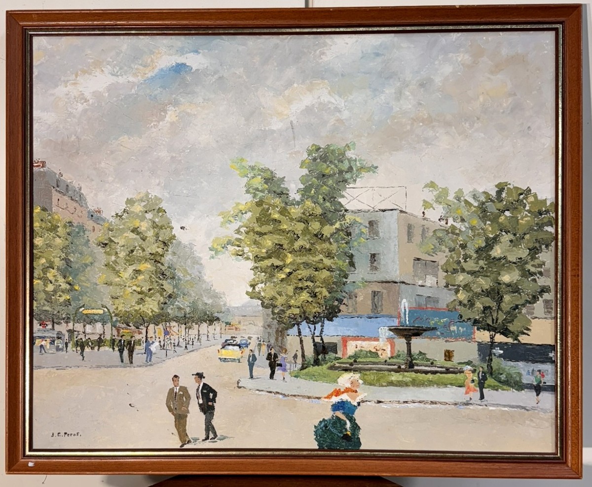 Jc Perot: Large Oil On Canvas "place Pigalle"