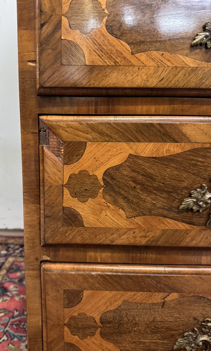 Louis XV Period Desk - Chest Of Drawers Or Writing Desk In Marquetry-photo-2