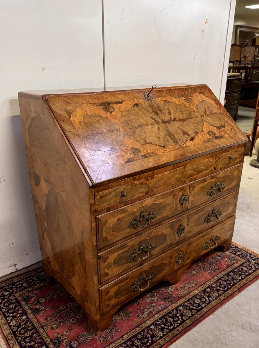 Louis XV Period Desk - Chest Of Drawers Or Writing Desk In Marquetry-photo-3