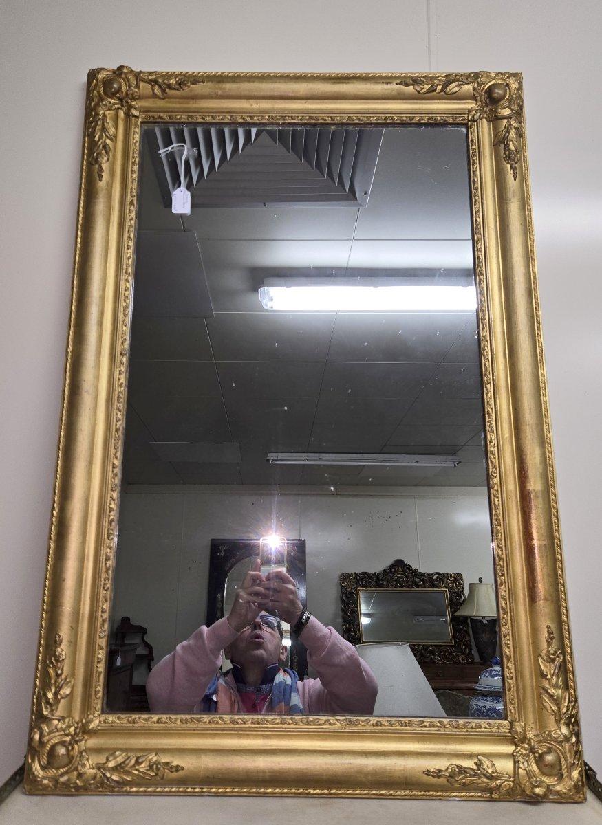 Empire Period Mirror - Charles X In Gilded Wood-photo-1