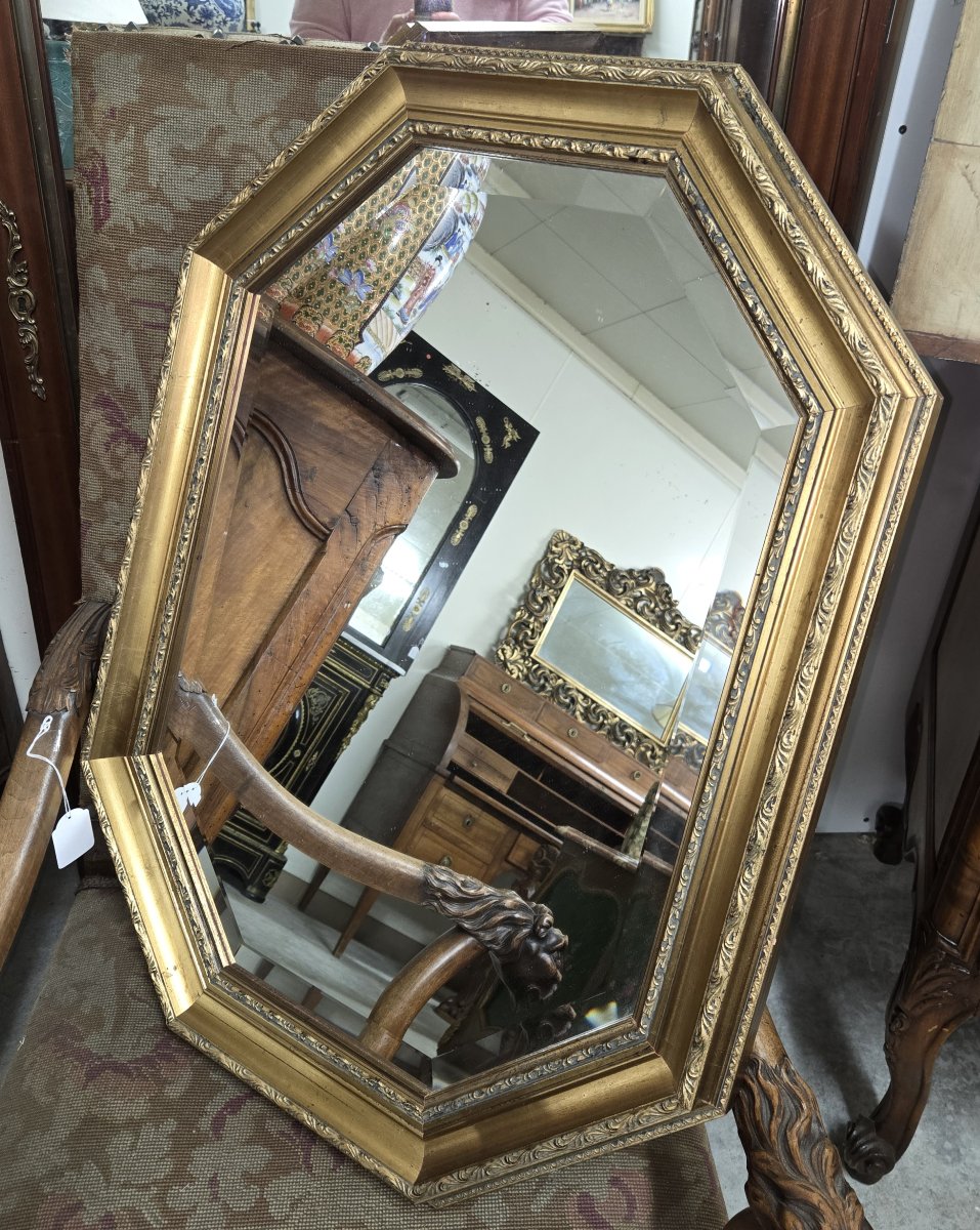 Miroir doré vintage de forme héxagonale-photo-2
