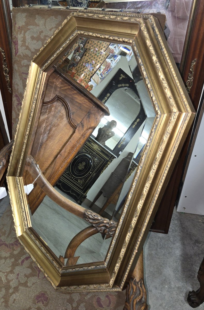 Miroir doré vintage de forme héxagonale-photo-4