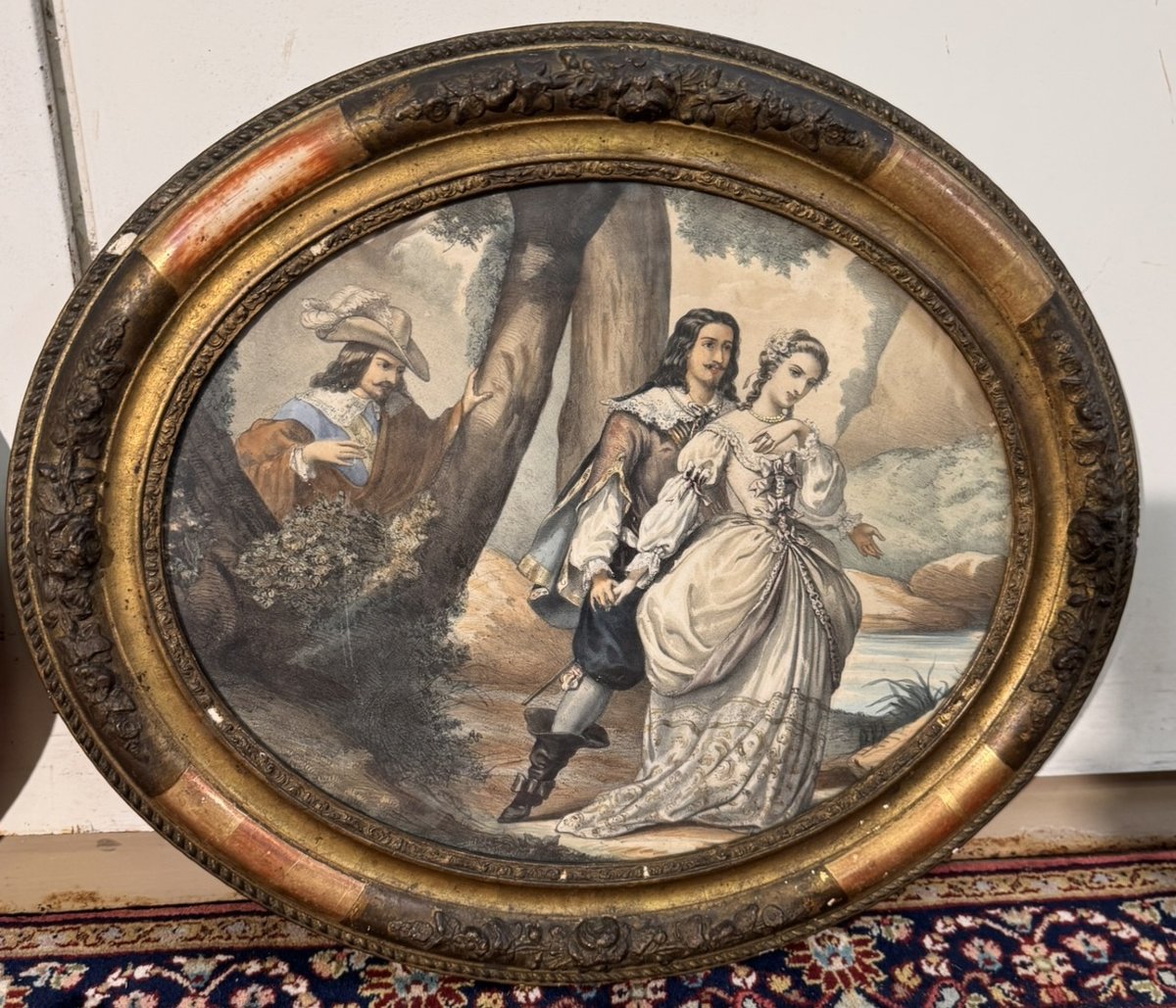 Pair Of Watercolors In Oval Frames-photo-5