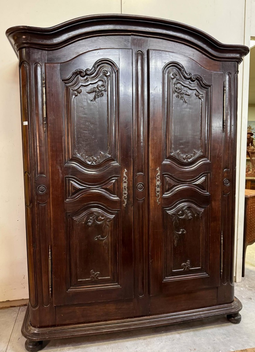 Alsatian Louis XIII Period Wardrobe In Solid Walnut
