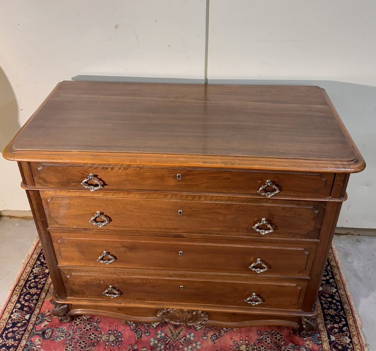 Louis XV Style Walnut Chest Of Drawers-photo-3