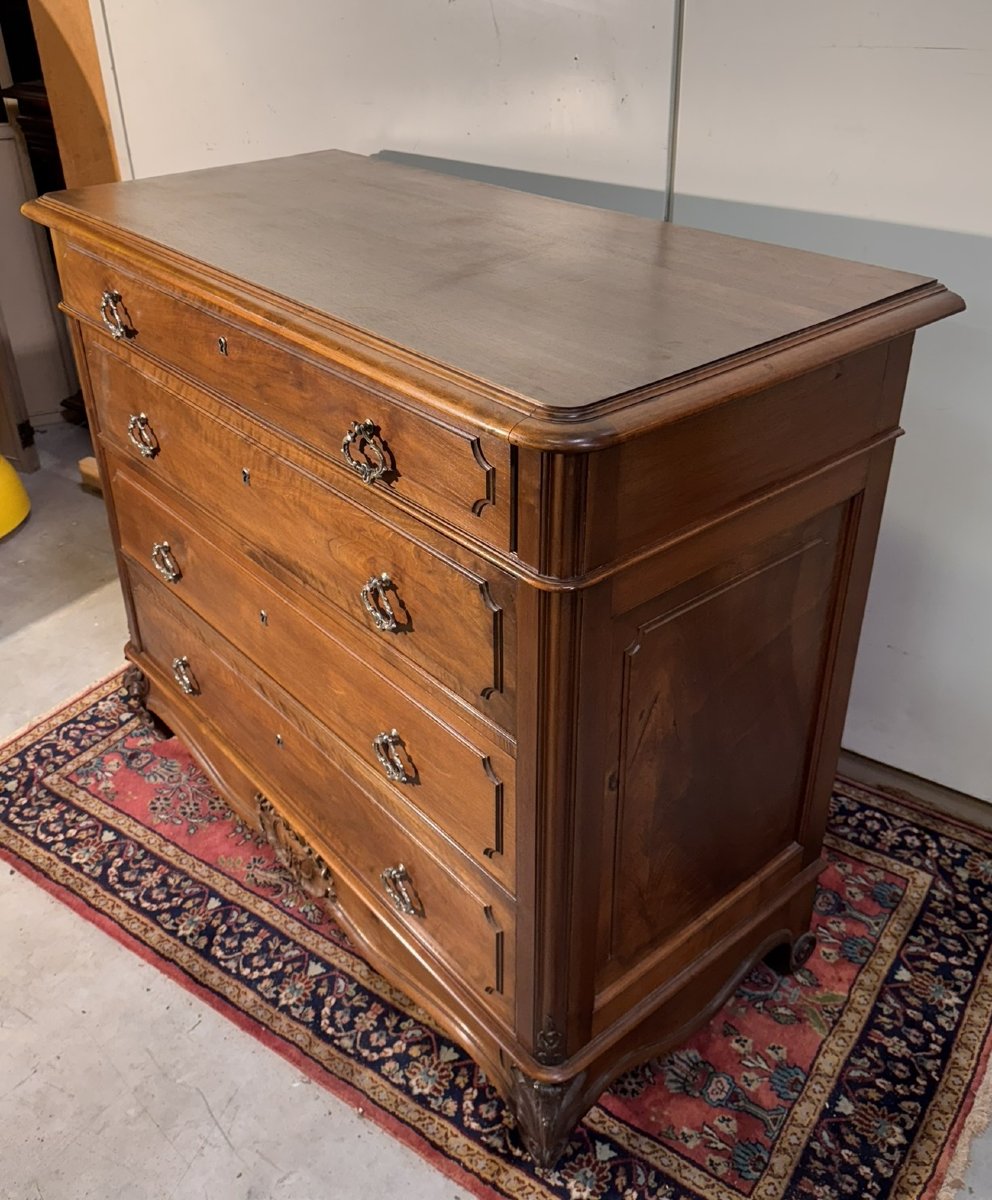 Louis XV Style Walnut Chest Of Drawers-photo-4