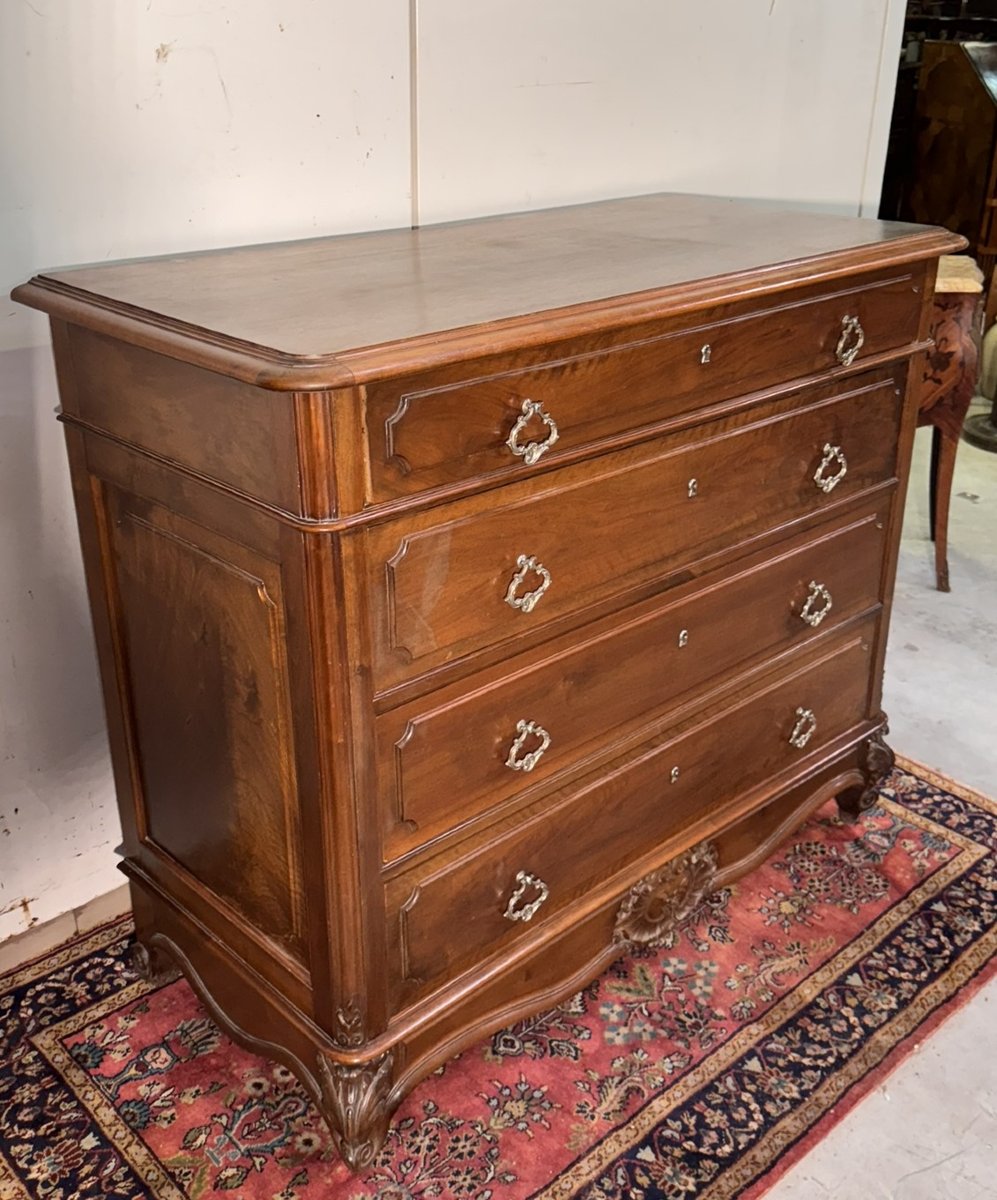 Louis XV Style Walnut Chest Of Drawers-photo-5