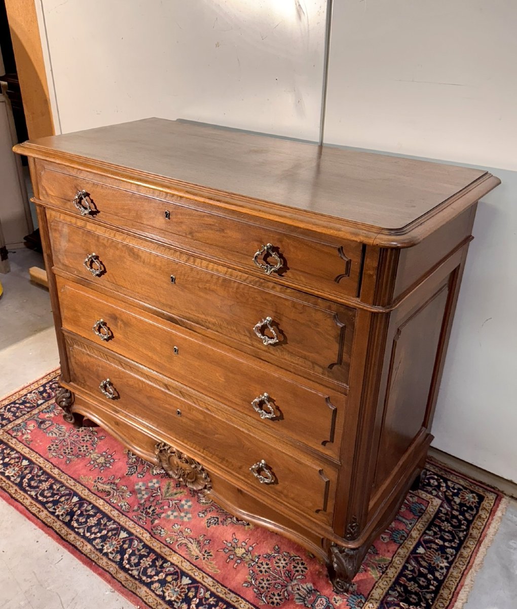 Louis XV Style Walnut Chest Of Drawers-photo-6