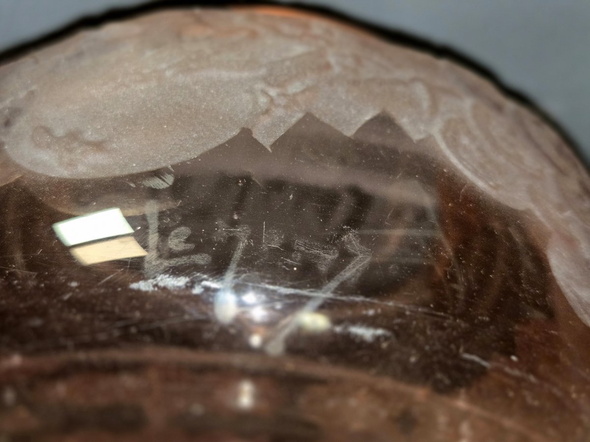 Legras: Very Important Glass Vase With Acid-etched Patterns-photo-7