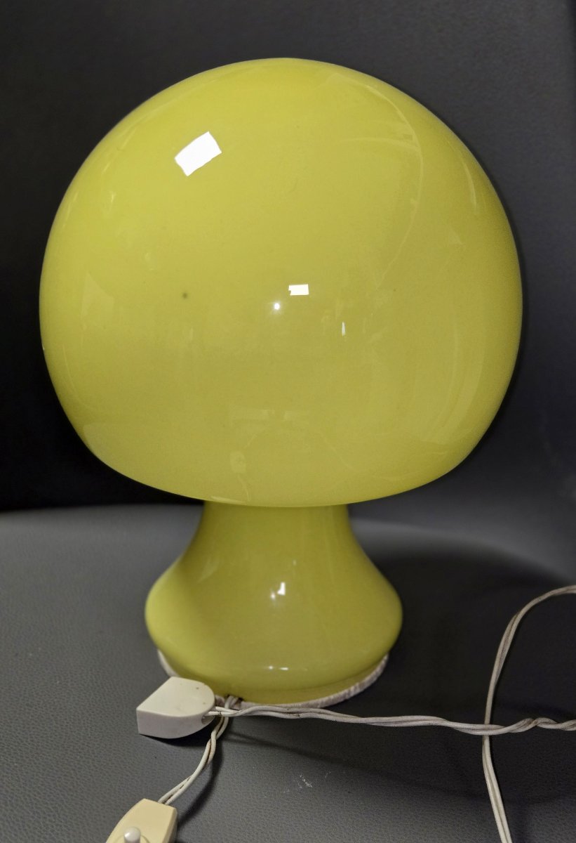 D'aprés Karin Korn : lampe champignon en verre jaune 1970'-photo-2