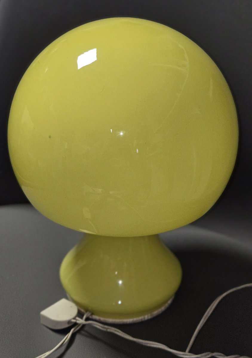 D'aprés Karin Korn : lampe champignon en verre jaune 1970'-photo-3